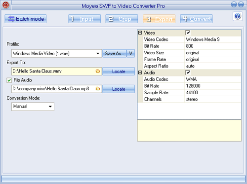Moyea SWF to Video converter - export