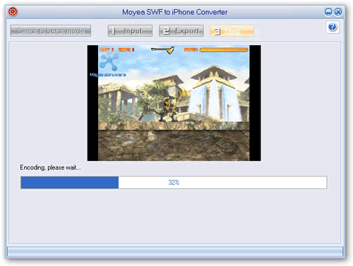 Screenshots of swf to iphone video covnerter converting iphone mp4 video