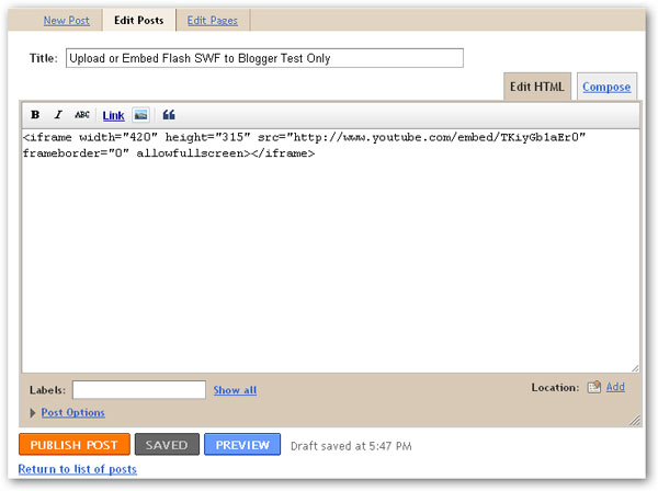 7 Tips for Uploading and Embedding Flash SWF into Google Blogger