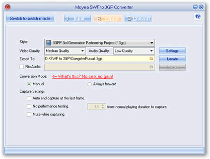 export settings - flash to 3gp converter