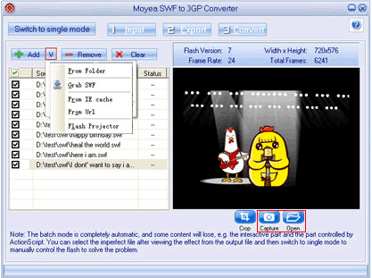 Batch mode input files - flash to 3gp converter