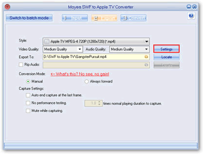 export setting - flash to appletv converter
