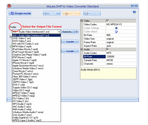 output settings