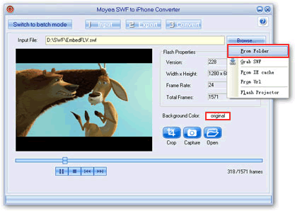 input files - flash to iphone converter