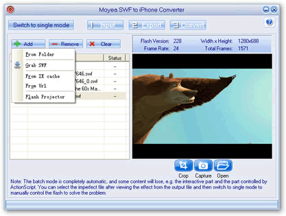 batch mode input files- flash to iphone converter