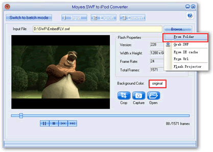 input files - swf to ipod converter