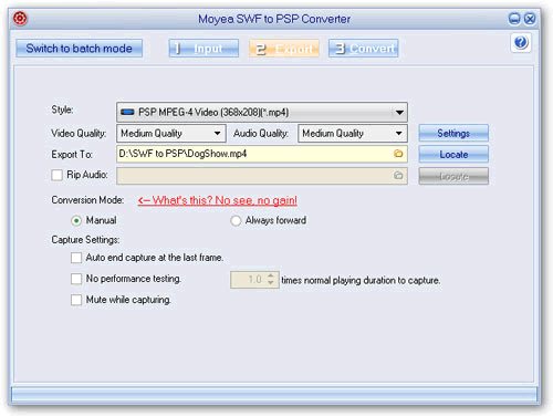 Screenshot of swf to psp video converter setting output psp mp4 video Screenshot of swf to psp video converter setting output psp mp4 video