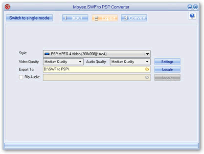 export settings in batch mode - flash to psp converter